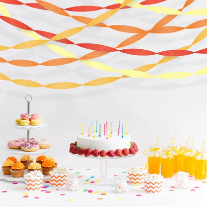 Eco Friendly Orange Streamers Party Decor 4 Rolls Orange Crepe Paper Streamer for Birthday Party Streamers for Backdrop Good Vibrations