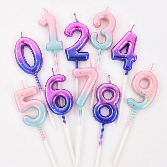 Happy Birthday Cake Decorated Interstellar Digital Colorful Candle Children's Delicate Candy Color 0-9 Number Candle Party Decor Good Vibrations