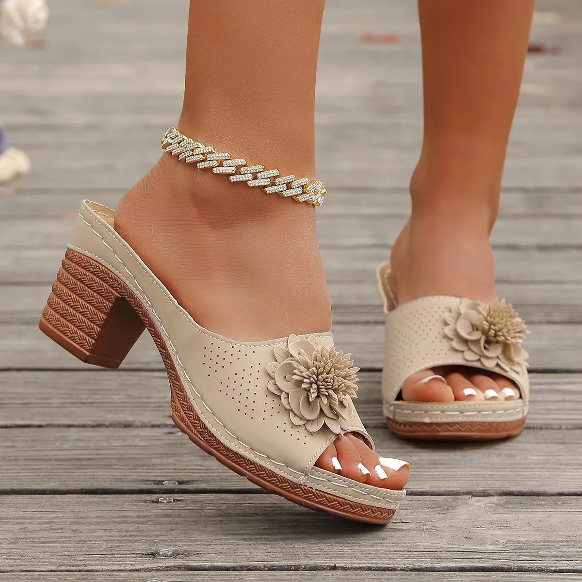Women High Heels Slip on Sandals Summer Casual Comfortable Shoes Women Elegant Low Platform Sandals Sandalias De Mujer Good Vibrations