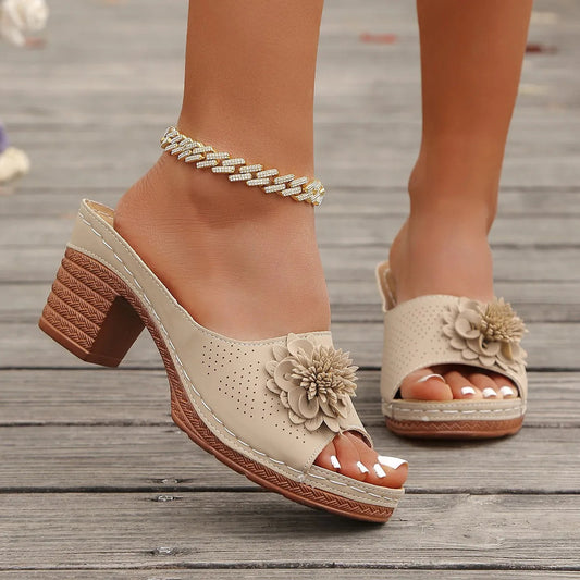 Women High Heels Slip on Sandals Summer Casual Comfortable Shoes Women Elegant Low Platform Sandals Sandalias De Mujer Good Vibrations