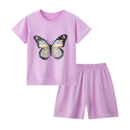 2-piece Summer Children's Comfortable And Versatile Cute Short sleeved Shorts Set For Boys And Girls Casual Home And Outdoor Set Good Vibrations