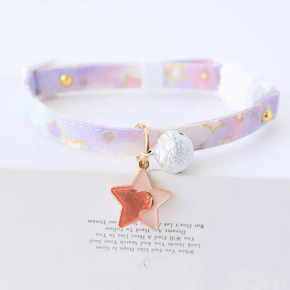 for newborn Cat Collar Safety Breakaway Small Dog Tie Adjustable Neck Strap for Puppy Kittens Necklace star cats with bell Good Vibrations