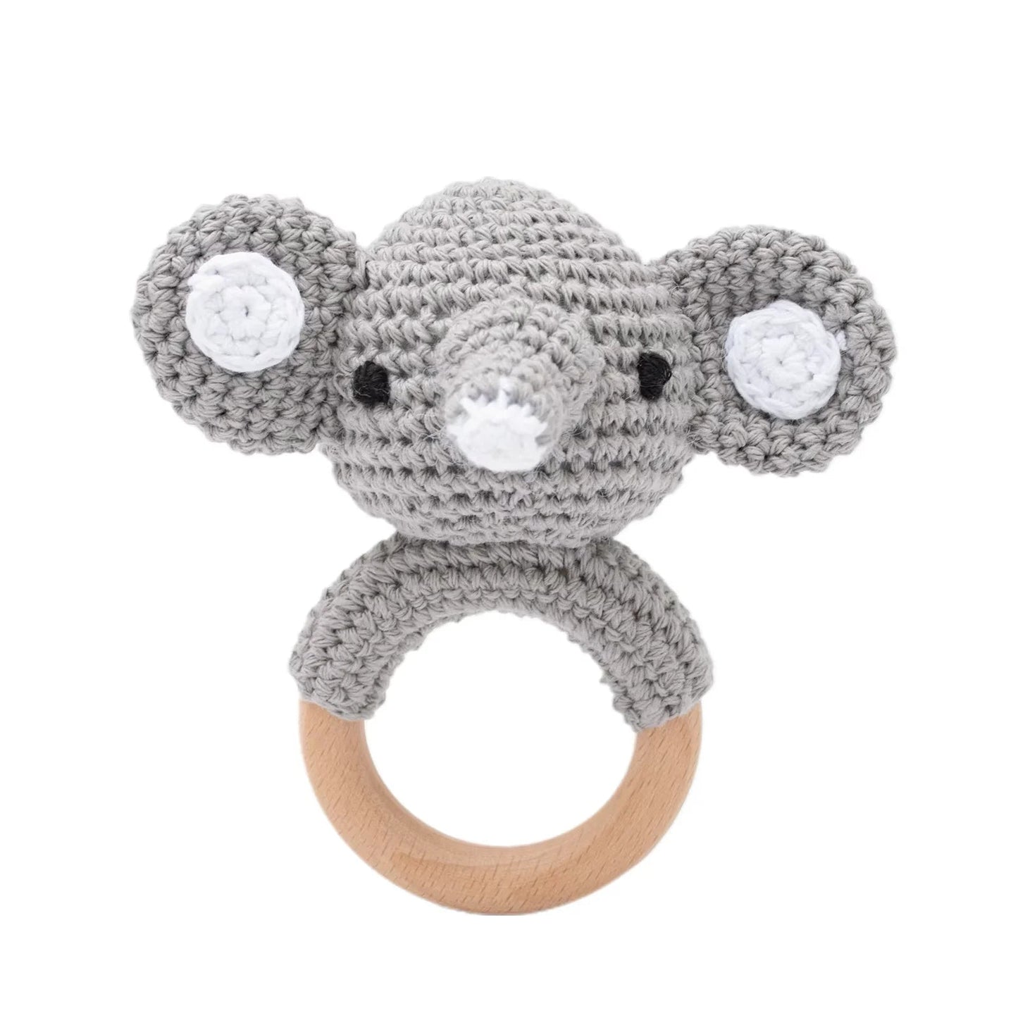 Baby Crochet Rattle Wooden Teether Toy BPA Free Wood Rodent Rabbit Rattle Baby Mobile Play Gym Newborn Educational Music Toys Good Vibrations