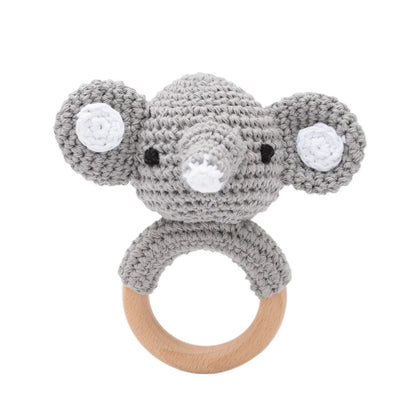 Baby Crochet Rattle Wooden Teether Toy BPA Free Wood Rodent Rabbit Rattle Baby Mobile Play Gym Newborn Educational Music Toys Good Vibrations