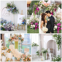 Arch Backdrop Stand, Set of 3 Gold Metal Arch Stand Wedding Arch Frame Square Balloon Arch Stand for Birthday Party Baby Shower Good Vibrations