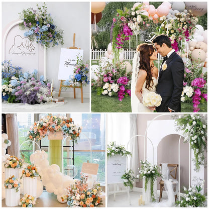 Arch Backdrop Stand, Set of 3 Gold Metal Arch Stand Wedding Arch Frame Square Balloon Arch Stand for Birthday Party Baby Shower Good Vibrations