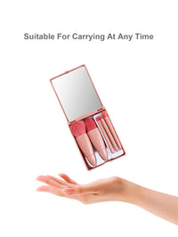 Mini Portable Box 5 Travel Makeup Brushes Complete Set With Small Mirror Eye Shadow Foundation Make-Up Powder Eyebrow Brush Good Vibrations