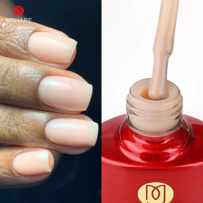 MSHARE Blush Pink Shade Color Rubber Base Gel Polish Nail Camouflage Nails Gel 10ml Good Vibrations