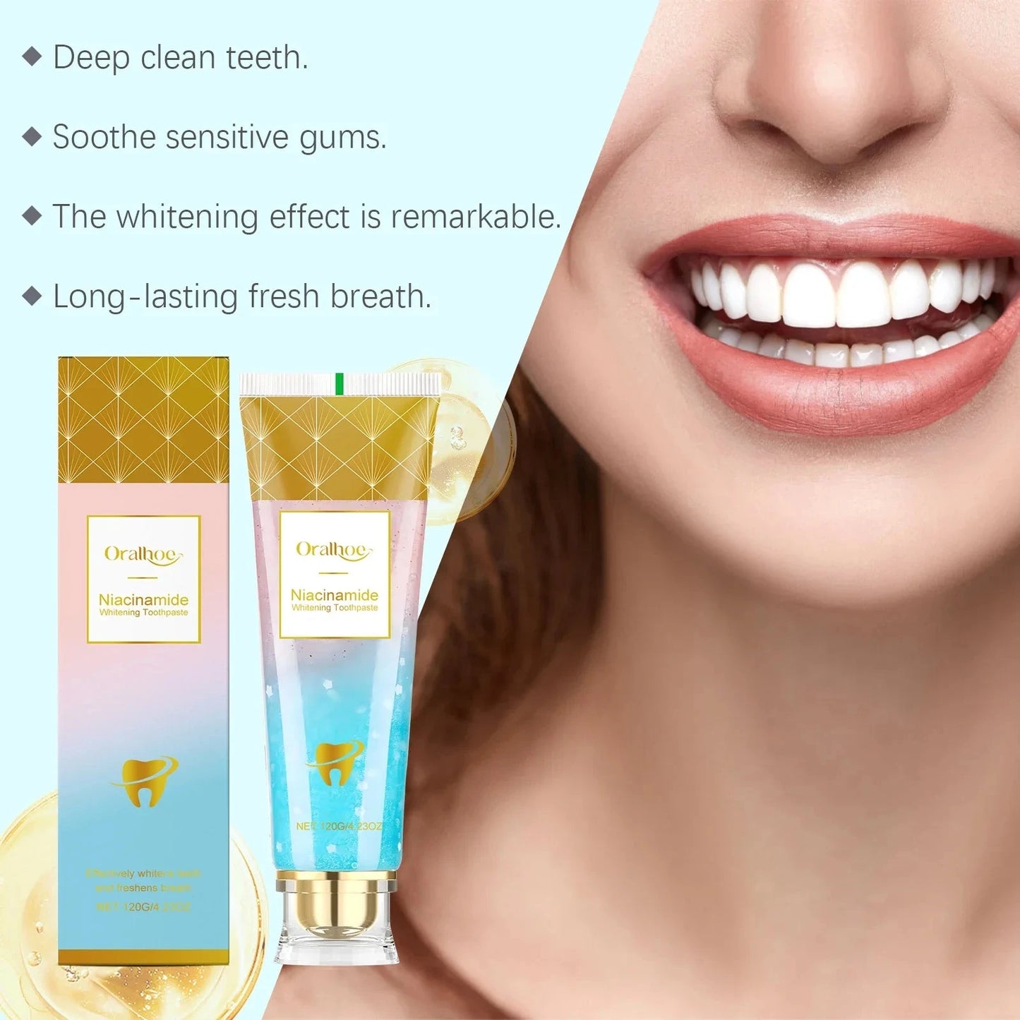 Niacinamide Whitening Toothpaste Remove Yellow Teeth Smoke Stains Improve Oral Smell Breath Fresh Tooth Bleaching Care Product Good Vibrations