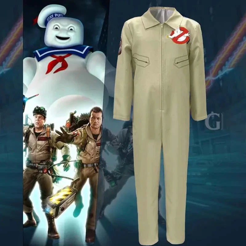 Halloween Ghostbusters Movie Inspired Costume Themed Cosplay Uniform Jumpsuit Outfit with Accessory Bag Ideal Adults Kids Good Vibrations