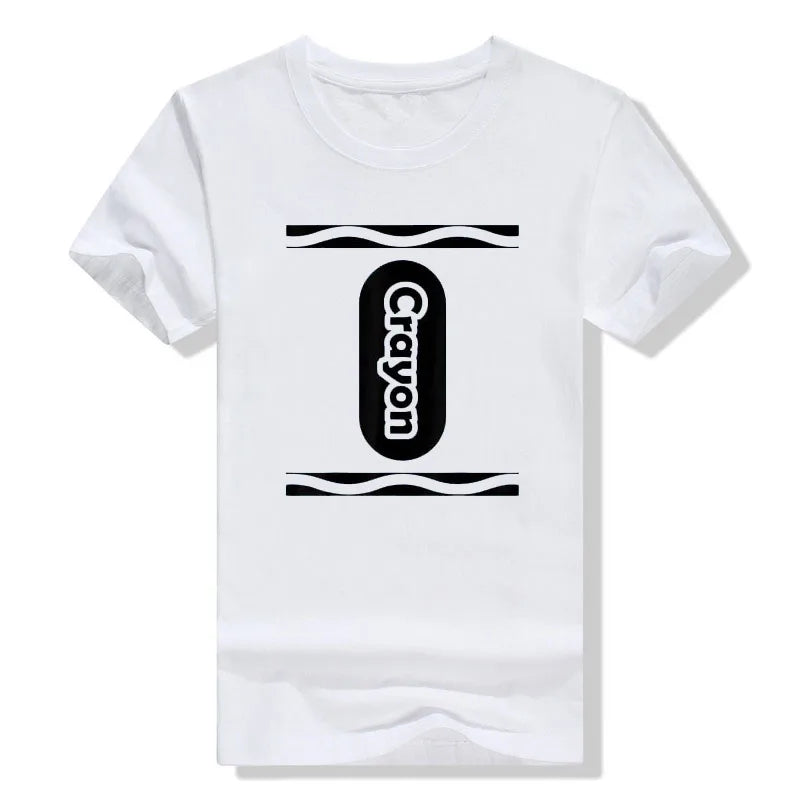Pick Any Color Crayon Box Halloween Costume Couple & Group T-Shirt Gifts Letters Printed Graphic Tee Tops Basic Cotton Outfits Good Vibrations