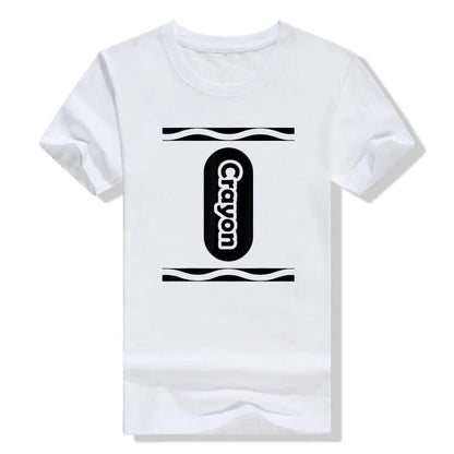 Pick Any Color Crayon Box Halloween Costume Couple & Group T-Shirt Gifts Letters Printed Graphic Tee Tops Basic Cotton Outfits Good Vibrations