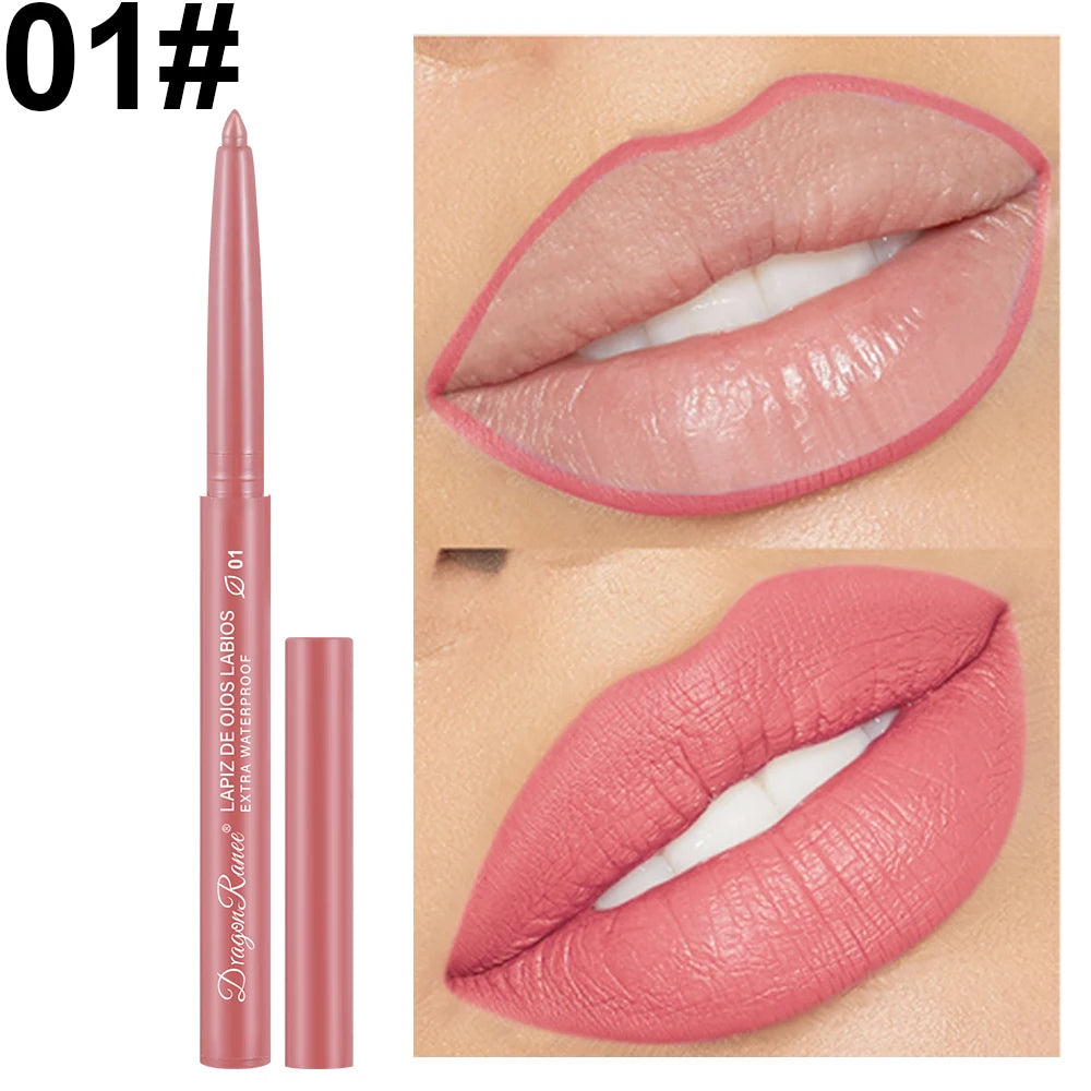 Lip Liner Lipstick Pen Waterproof Long-Lasting Hook Line Lip Pencil Matte Matte Beginner Automatic Lip Liner Bean Paste Color Hook Pen Automatic Rotating Lip Liner Good Vibrations