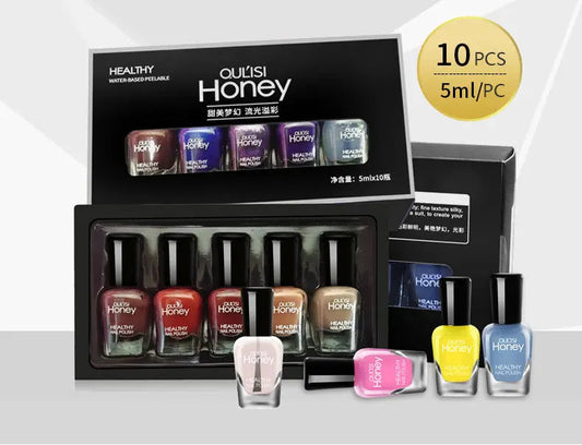 10 PCS Air Dry Nail Polish Peelable Water Based Non Toxic Odorless Quick Dry Toenail Finger Gel No Lamp Baking Nail Art Manicure Good Vibrations