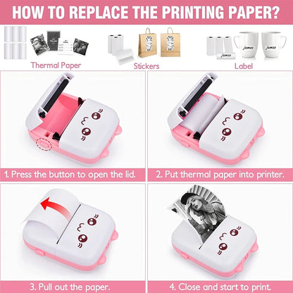 Mini HD Portable Label Thermal Printer Endurance Bluetooth Printer for Student Error Title Note Wrong Pocket Inkless Printing Good Vibrations