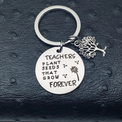 New Teacher Appreciation Gift Keychain Pendant  Graduation Key Chains Keyrings Gift Teachers Plant Seeds That Grow Forever Good Vibrations