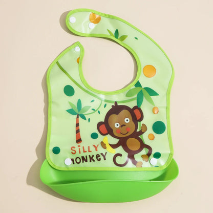 Baby food bib Baby waterproof bib three-dimensional detachable food food pocket Child child saliva pocket Good Vibrations