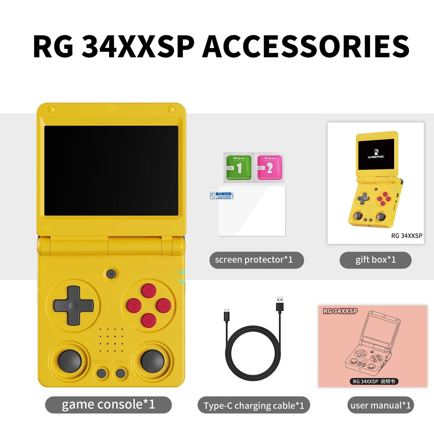 Anbernic RG34XXSP 3.4-Inch IPS Linux 64-bit Game Console H700 quad-core LPDDR4 2GB Retro Game Player HD-Connect To TV RG 34XXSP Good Vibrations