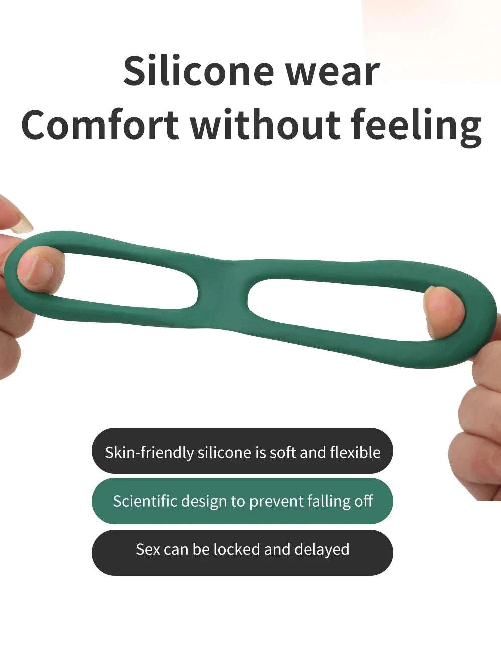 Silicone lock ring for male masturbation, designed for comfort and delay, made from skin-friendly flexible material.