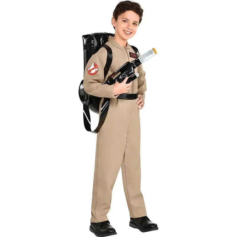Halloween Ghostbusters Movie Inspired Costume Themed Cosplay Uniform Jumpsuit Outfit with Accessory Bag Ideal Adults Kids Good Vibrations
