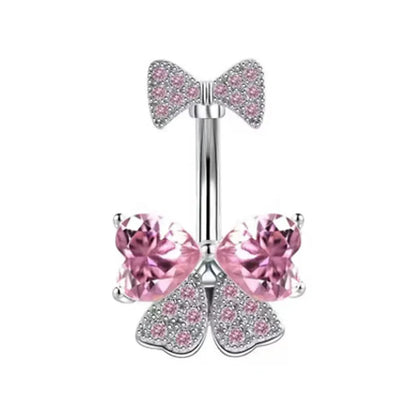 Fashion Pink Crystal Crown Belly Button Rings Stainless Steel Long Pendant Butterfly Heart Navel Piercing for Women Jewelry Good Vibrations Adult Super Store