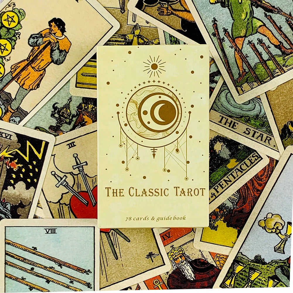 The Classic Tarot Cards Deck A 78Pcs With Paper instruction manual For Easy Beginners, Fate Fortune Divination Party Board Game Good Vibrations