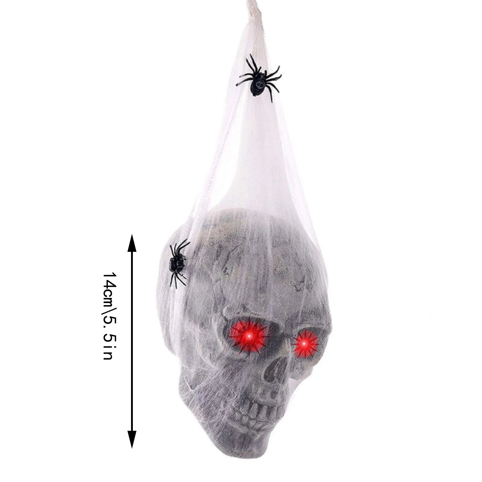 Halloween Horror Glowing Sound Control Spider Cotton Skull Prop Ghost House Secret Room Courtyard Decoration Decor Good Vibrations