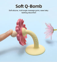 Baby Teether with Flower Shape and stand Base - Food-Grade Silicone, BPA-Free, Easy-to-Hold Chewing Toy for Infants Good Vibrations