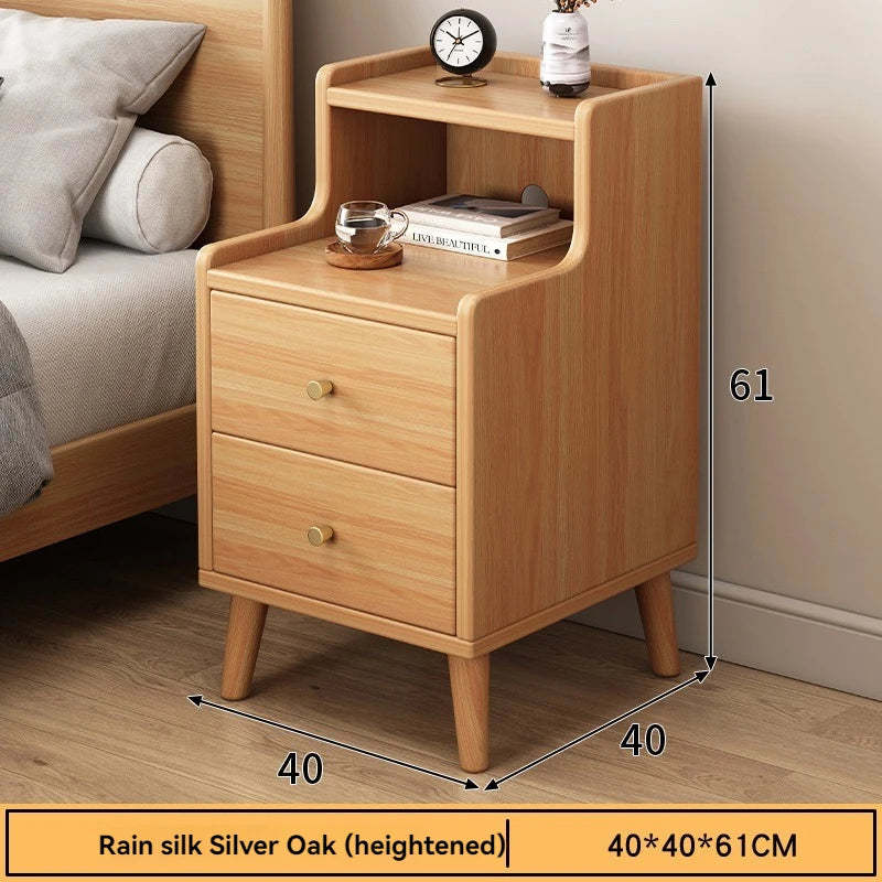 Bedside cabinet, household small bedroom storage, narrow cabinet, mini storage shelf, solid wood color, multi-purpose storage Good Vibrations