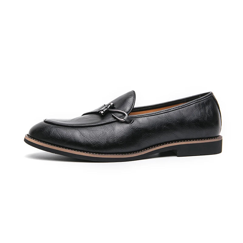 Black Loafers for Men Fashion Stone Pattern Men's Formal Monk Shoes Business Handmade Leather Men's Social Shoes Driving Shoes Good Vibrations
