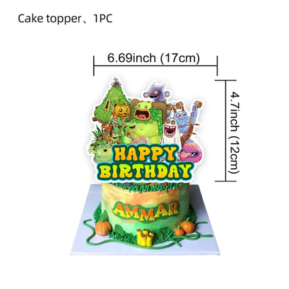 My Singing Game Monsters Birthday Party Decoration Balloons Backdrop Banner Cake Topper Baby Shower Party Supplies Tableware Good Vibrations