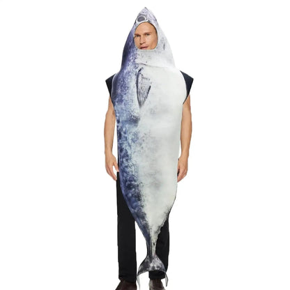 Fish Costume Cosplay Fish Costume Funny Halloween Suit Woman Man Jumpsuit Carnival Disguise Wearing Show Party Good Vibrations