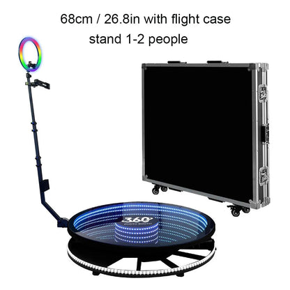 360 Photo Booth Machine Portable Free Custom Logo Automatic Glass 360 Video Booth with Flight Case for Party Events Wedding Good Vibrations