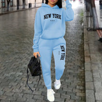 NEW YORK Women's Tracksuit Autumn Winter Hoodies Trousers 2PCS Suit Sports Jogging Street High quality Clothes Women Pants Sets Good Vibrations
