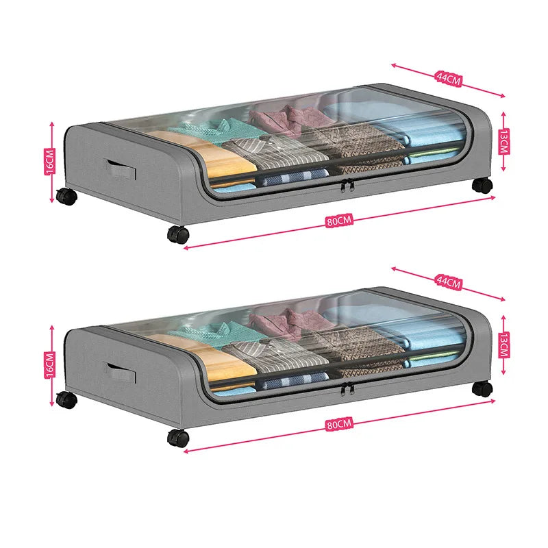 Under Bed Storage Organizer - Underbed Bins With Wheels And Lid For Clothes Bedding Shoes Blankets Books Toys Home Organization Good Vibrations