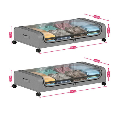 Under Bed Storage Organizer - Underbed Bins With Wheels And Lid For Clothes Bedding Shoes Blankets Books Toys Home Organization Good Vibrations