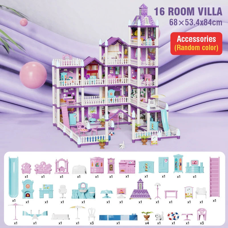 Puzzle DIY Toy Villa Houseplay Educational Large Size Bigger Enjoyable And Fun Doll House House Set Of Toys Good Vibrations