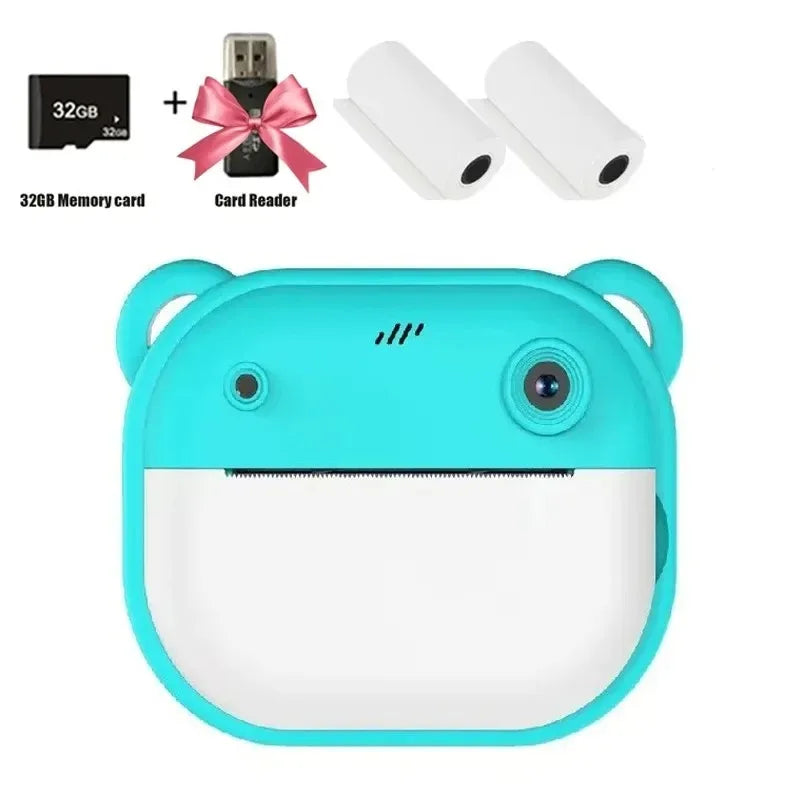 Children Digital Camera Instant Print for Kids Thermal Print Camera Instant Photo Printing Camera Video Toys+32G Memory Card Good Vibrations