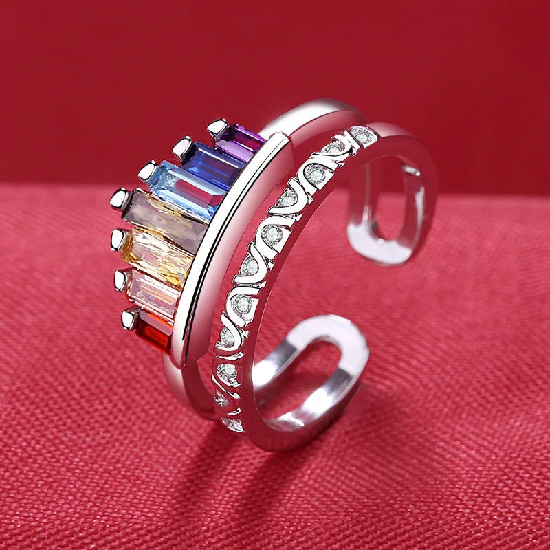 925 Sterling Silver Ring Hot AAA Zircon adjustable Size Engagement Rings For Women Wedding Ring Party Fashion Nice Jewelry Gift Good Vibrations