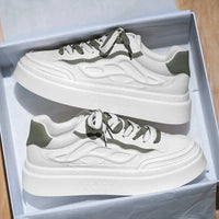 Fashion White Sports Shoes Men Casual Shoes Thick Soles Versatile Breathable Students Shoes Lightweight Sneakers Tennis Shoes Good Vibrations