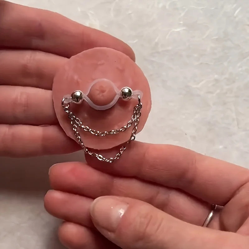 1 Pair Adjustable Fake Nipple Rings - No-Pierce Acrylic Nipple Rings with Sparkling Accents | Perfect for Parties Good Vibrations