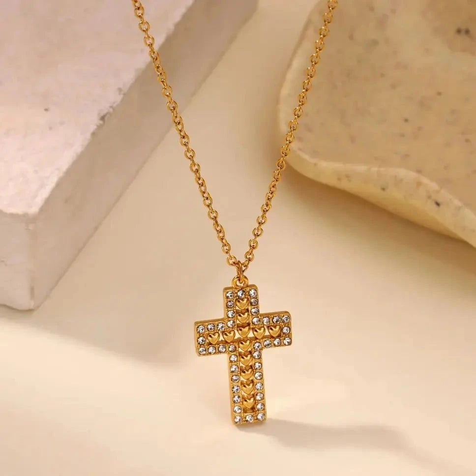 Cross Necklace For Women Bohemian Jesus Virgin Mary Choker Boho Zircon Collars Stainless Steel Long Chain New In Neck Jewelry Good Vibrations