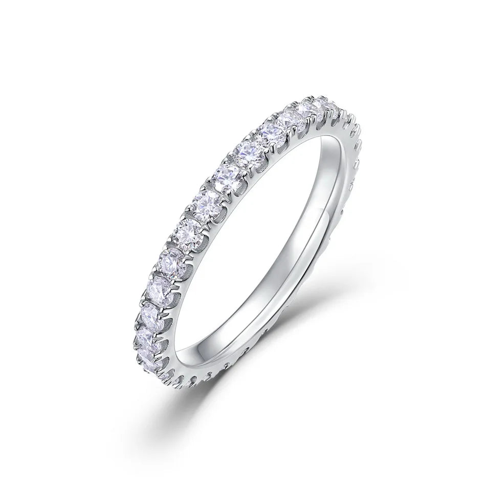 ALLNOEL 2mm Full Eternity Moissanite Wedding Band 925 Sterling Silver D Color VVS1 Stackable Ring For Women Fine Jewelry Good Vibrations