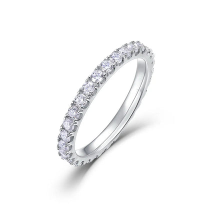 ALLNOEL 2mm Full Eternity Moissanite Wedding Band 925 Sterling Silver D Color VVS1 Stackable Ring For Women Fine Jewelry Good Vibrations