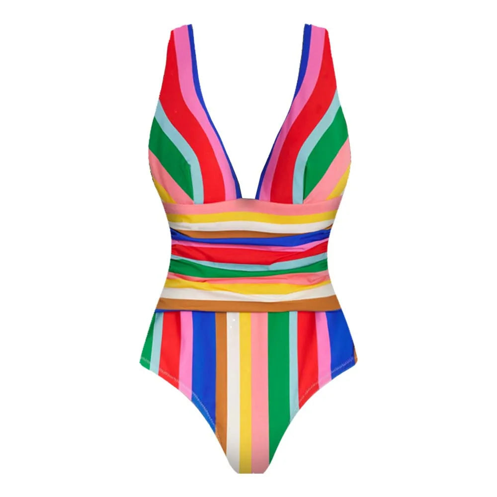2Pcs Striped Swimsuit With Long Skirt Sexy Women Bikini Push Up Swimwear Halter Biquini Female Bathing Suit Slimming Beachwear Good Vibrations