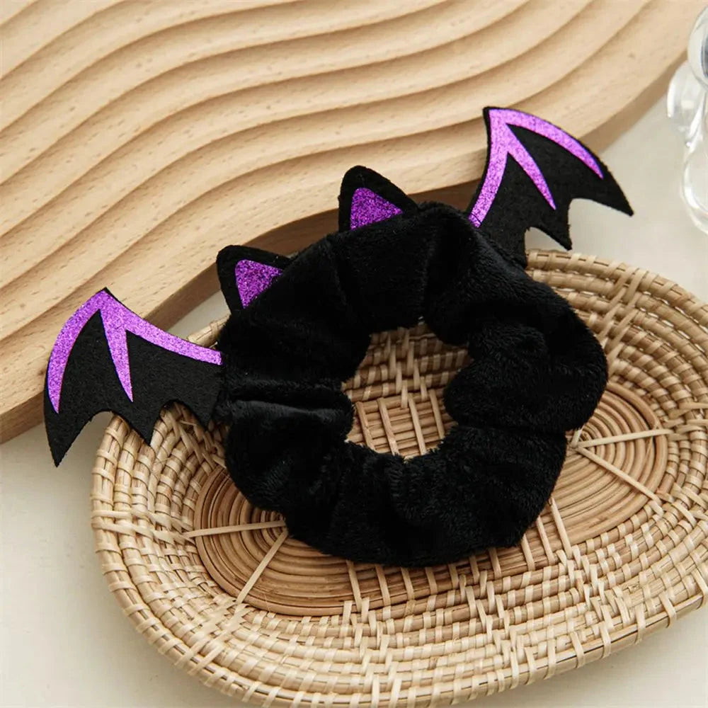 Halloween Festival Hair Accessories Cloth Christmas Elastic Hair Bands Ponytail Holder Women Hair Rope Flannel Scrunchies Good Vibrations