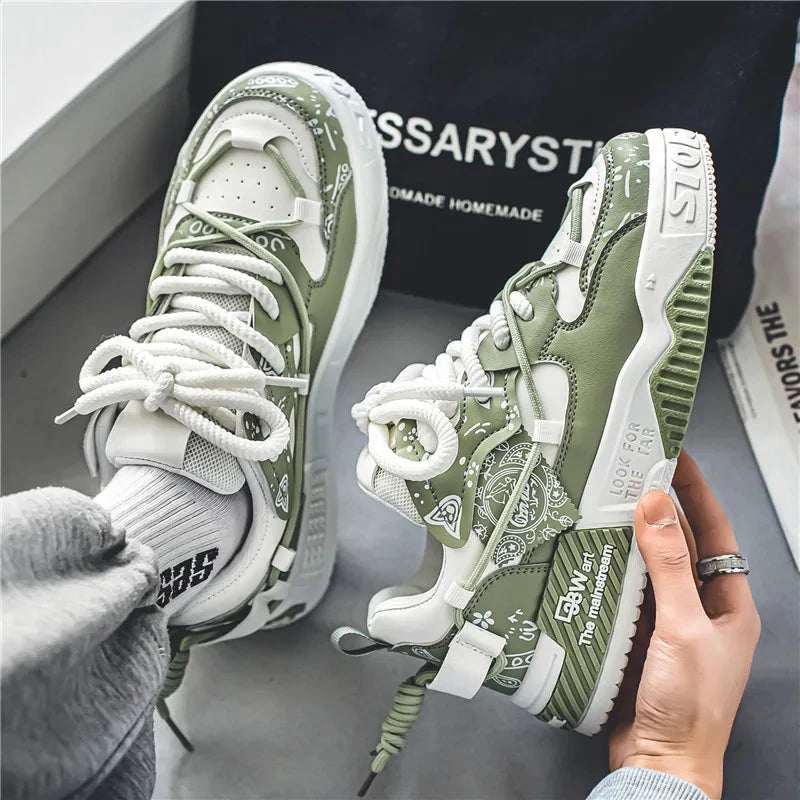 Men's Casual Board Shoes Thick sole Platform Height Increasing Shoes Korean version trend Board shoes Clunky Sneaker Dad Shoes Good Vibrations