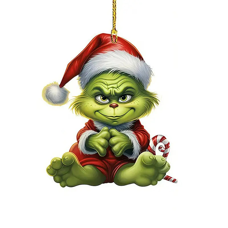Creative Grinch Christmas Tree Decoration Green Hanging Ornament Cartoon Pendants Craft Holiday Thanksgiving Home Party Birthday Good Vibrations