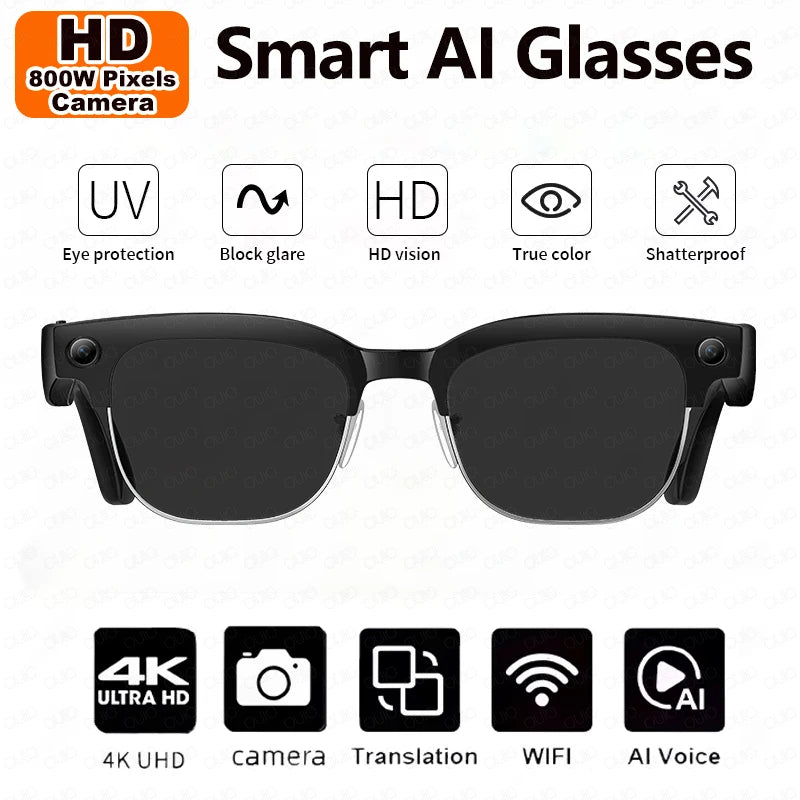 2025 New Upgrade Smart Glasses With Camera Video Recording AI Photo Recognition Bluetooth Call Translation Voice Sunglasses Man Good Vibrations