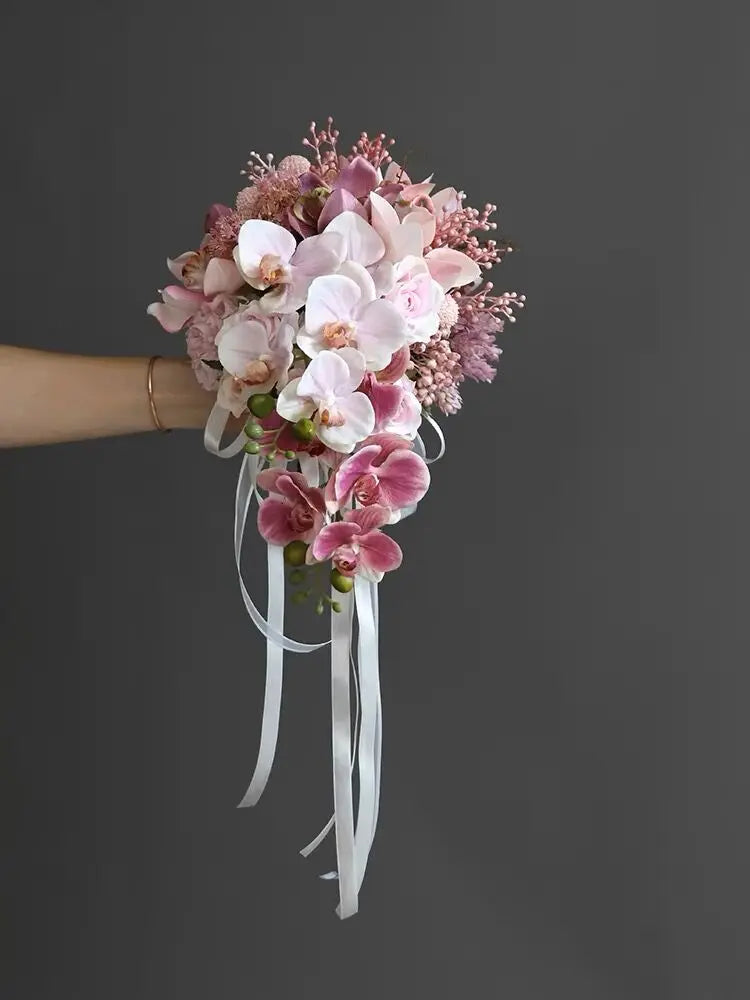 Wedding Bouquet Bridal Artificial Silk Flowers Foam Roses Bouquet Lace Decoration Natural Wedding Flowers Good Vibrations